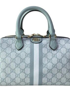 GUCCI GG Supreme/Ophidia 772061 Light Blue PVC Leather Handbag